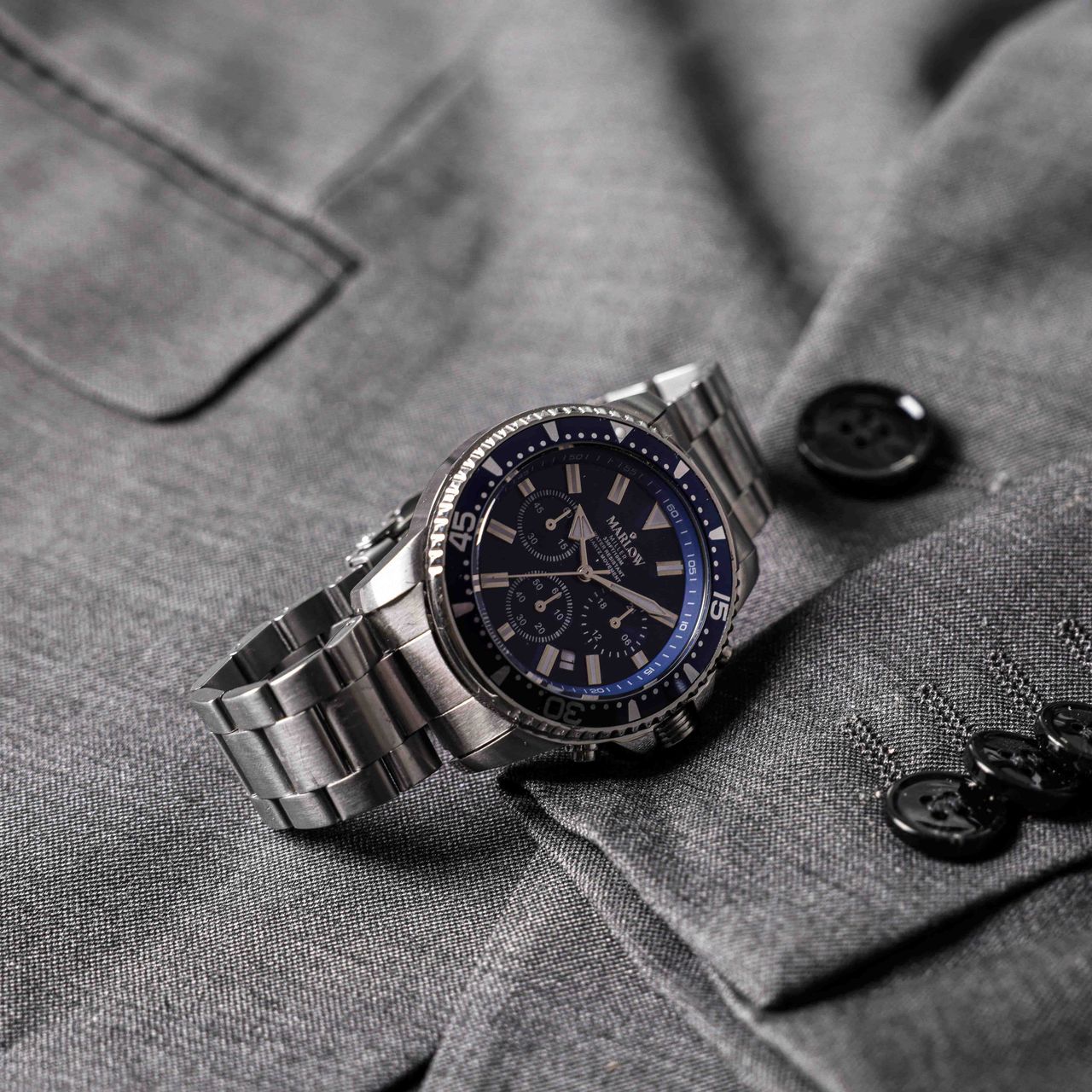 Marlow Miller chronograaf horloge stainless steel band