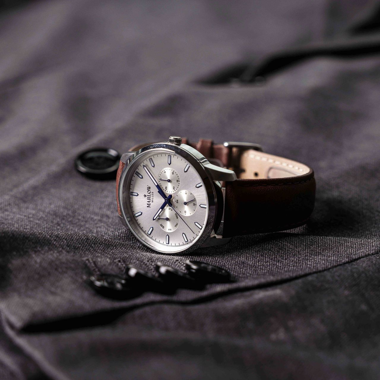 Marlow Miller Chronograf Armbanduhr mit Lederarmband