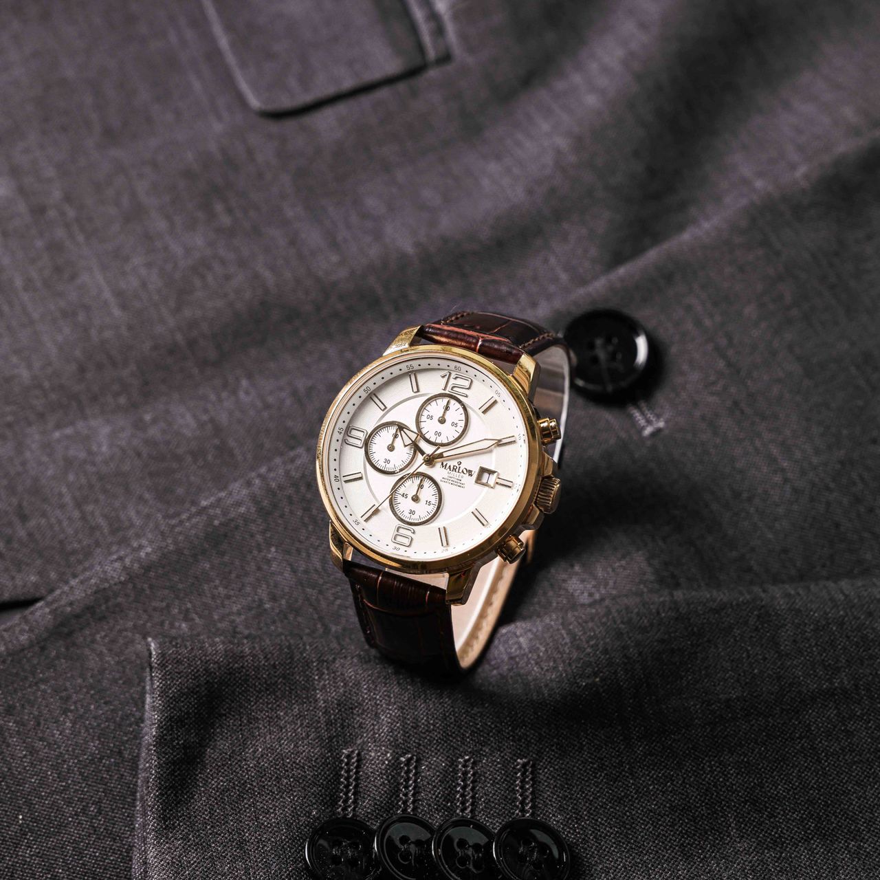 Marlow Miller Chronograf Armbanduhr mit Lederarmband