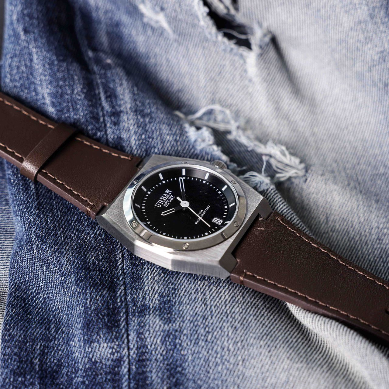 Urban Story Armbanduhr mit Lederband