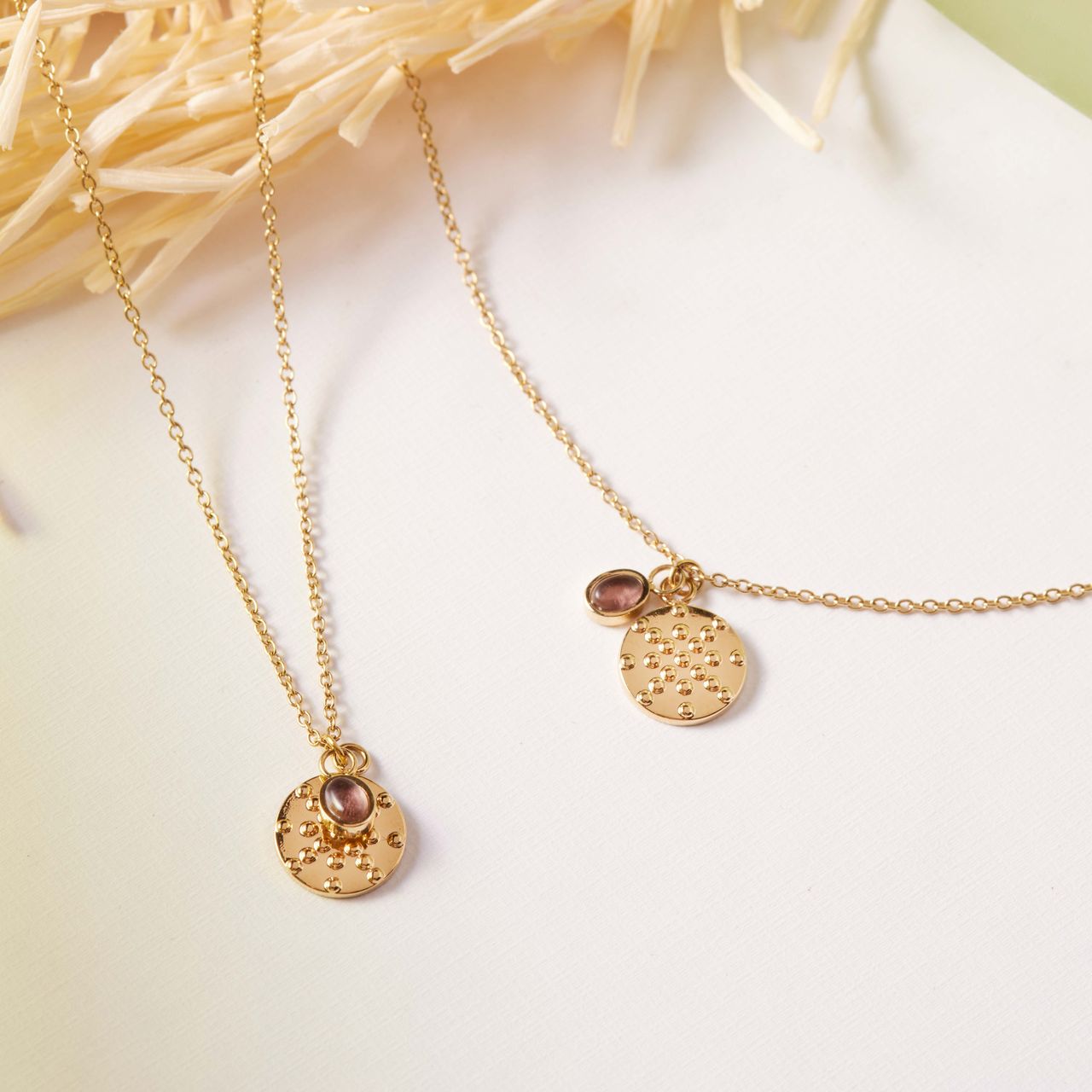 Gerecycleerd stalen goldplated armband dubbel met amethist