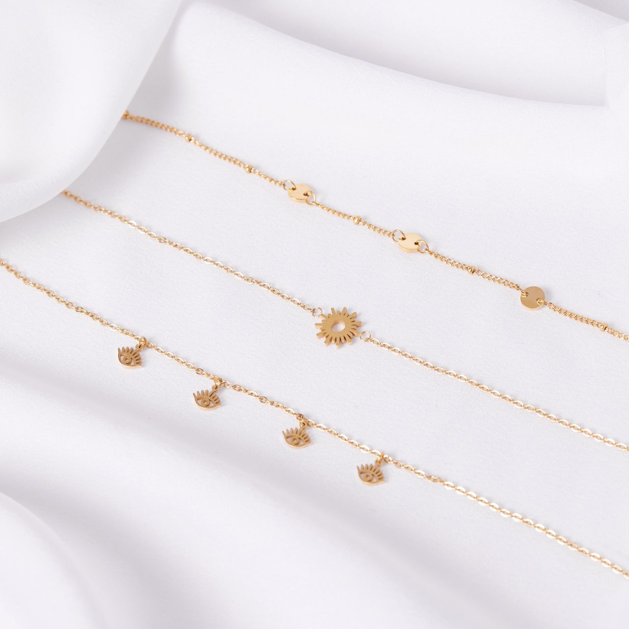 Stalen goldplated armband zon