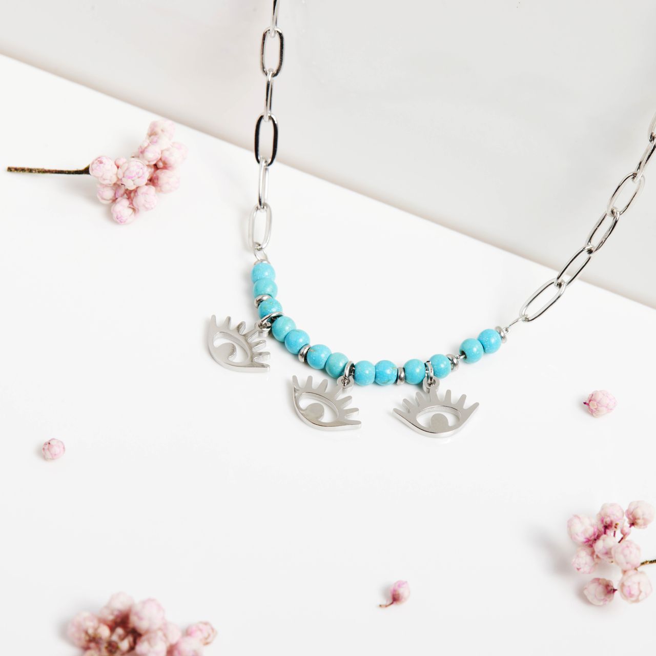 Stalen ketting met hanger oogjes