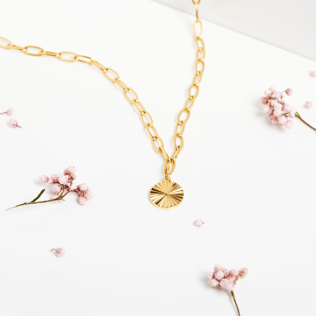 Stalen golplated ketting met hanger