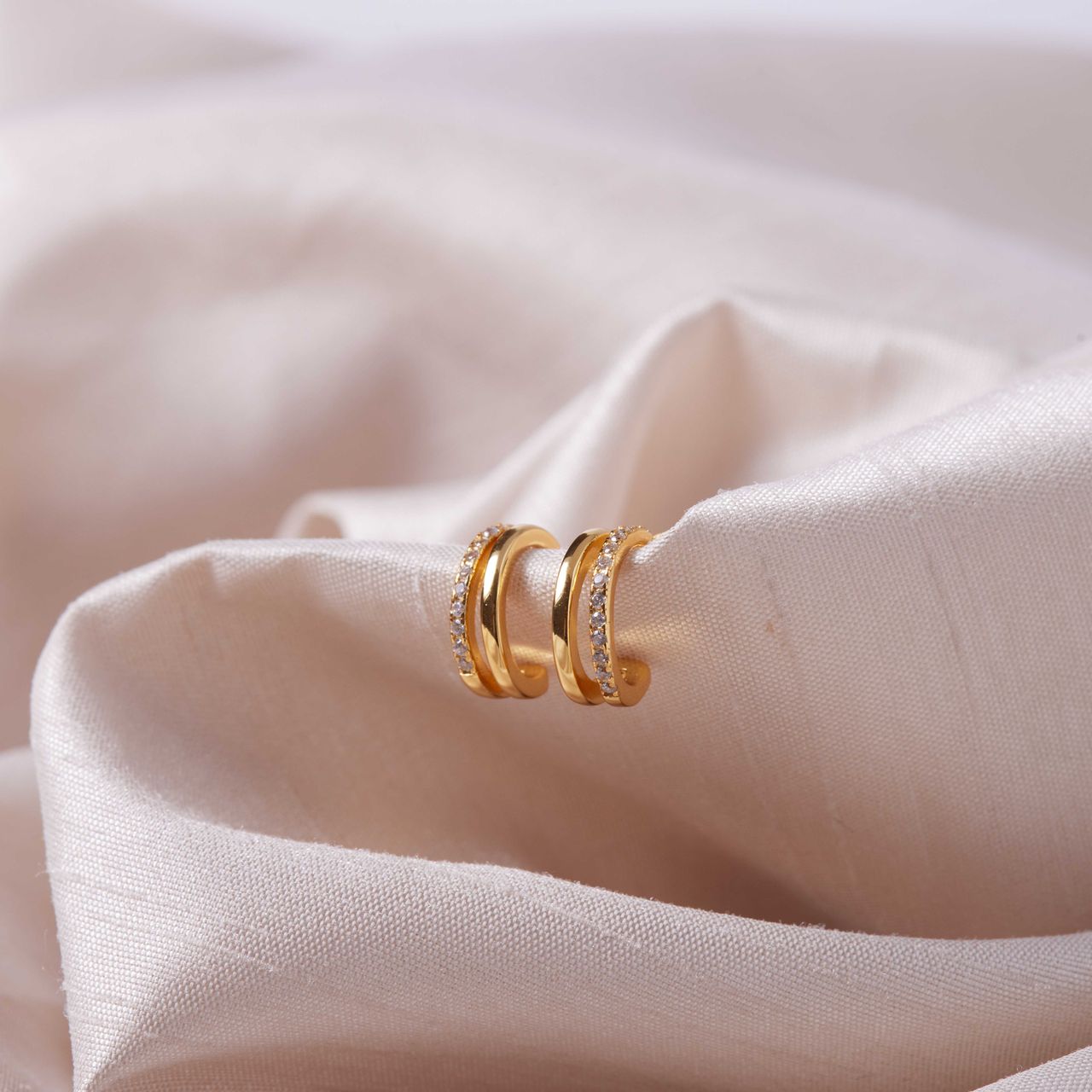 Zilveren goldplated oorringen met zirkonia voor dames