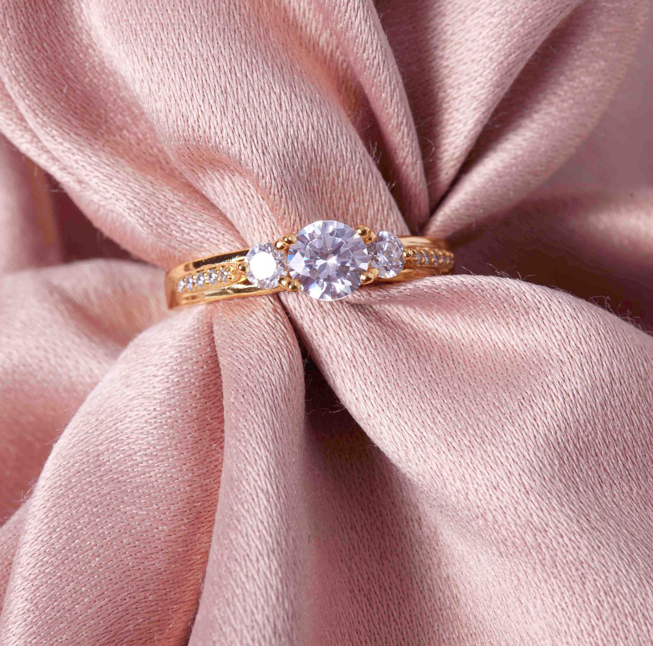 Ring, 925 Silber, vergoldet, mit Zirkonia