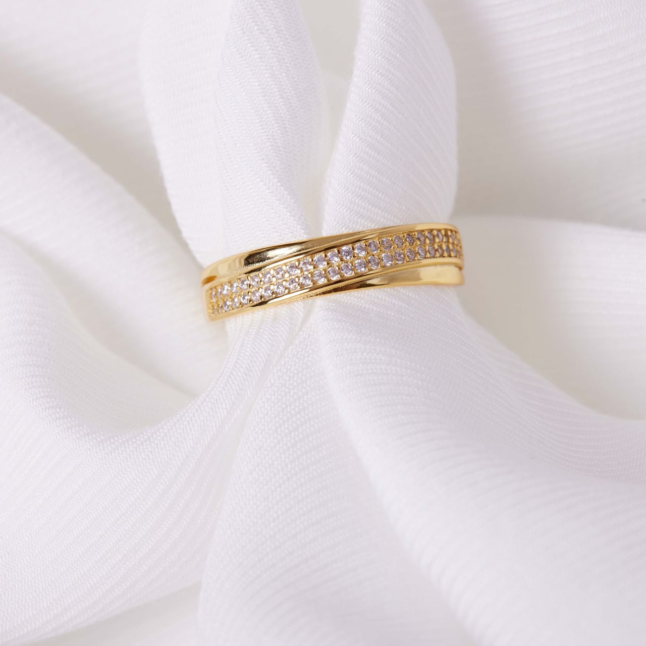 Zilveren goldplated ring met zirkonia voor dames