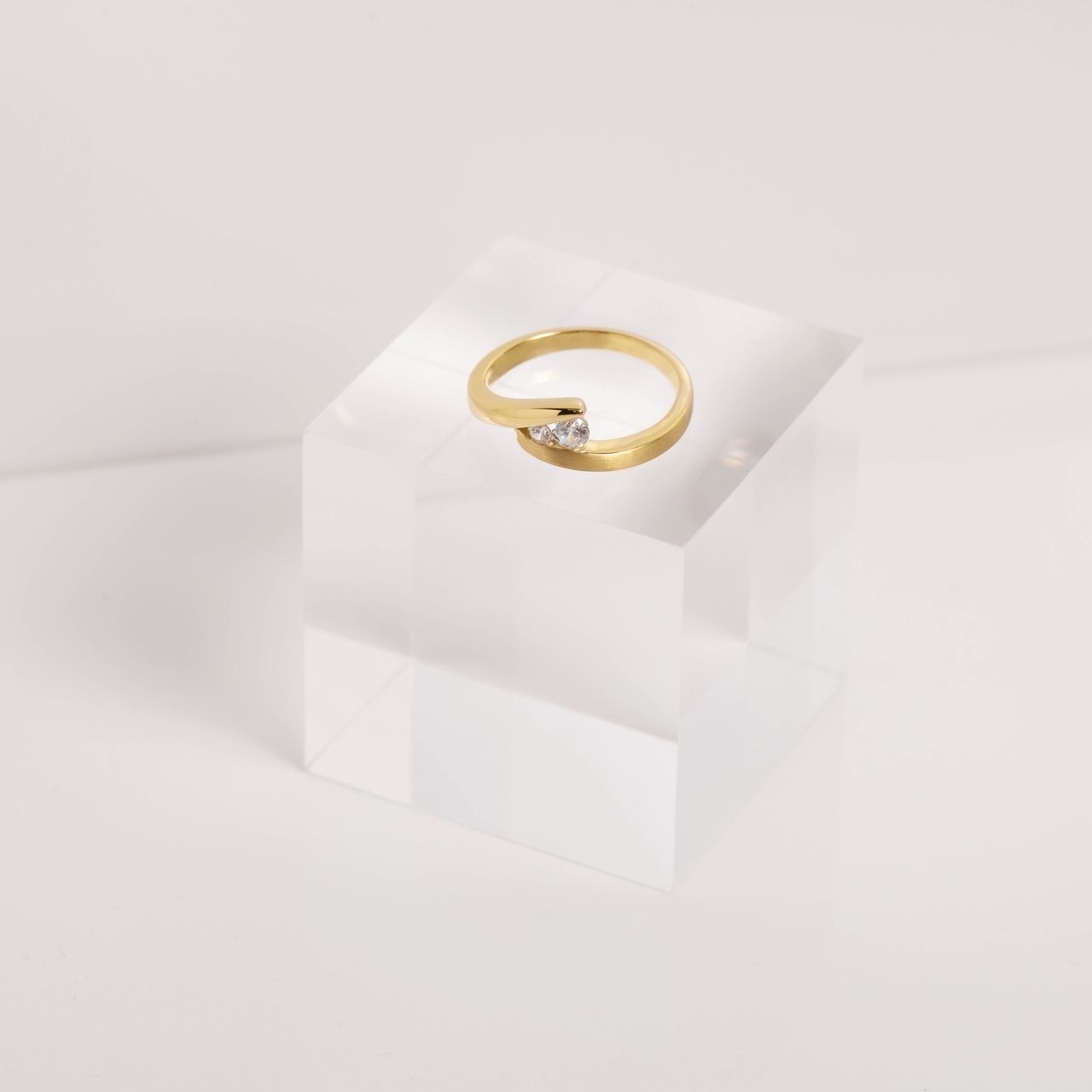 Ring, 925 Silber, vergoldet, mit Zirkonia