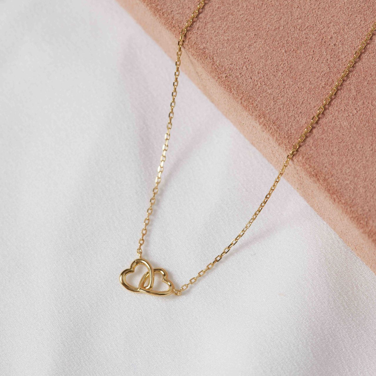Zilveren goldplated ketting&hanger 2harten