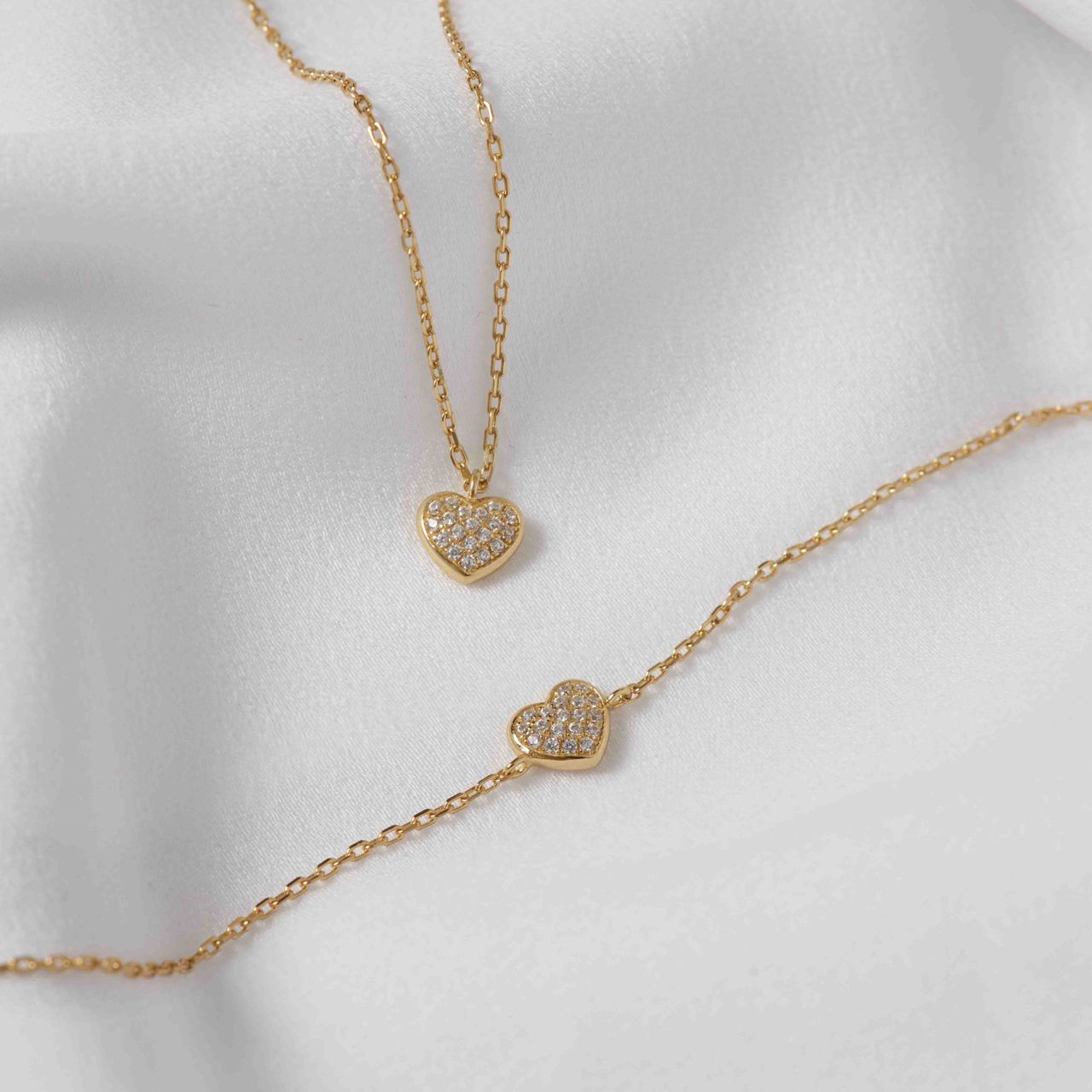 Zilveren goldplated ketting met hanger hart met zirkonia voor dames