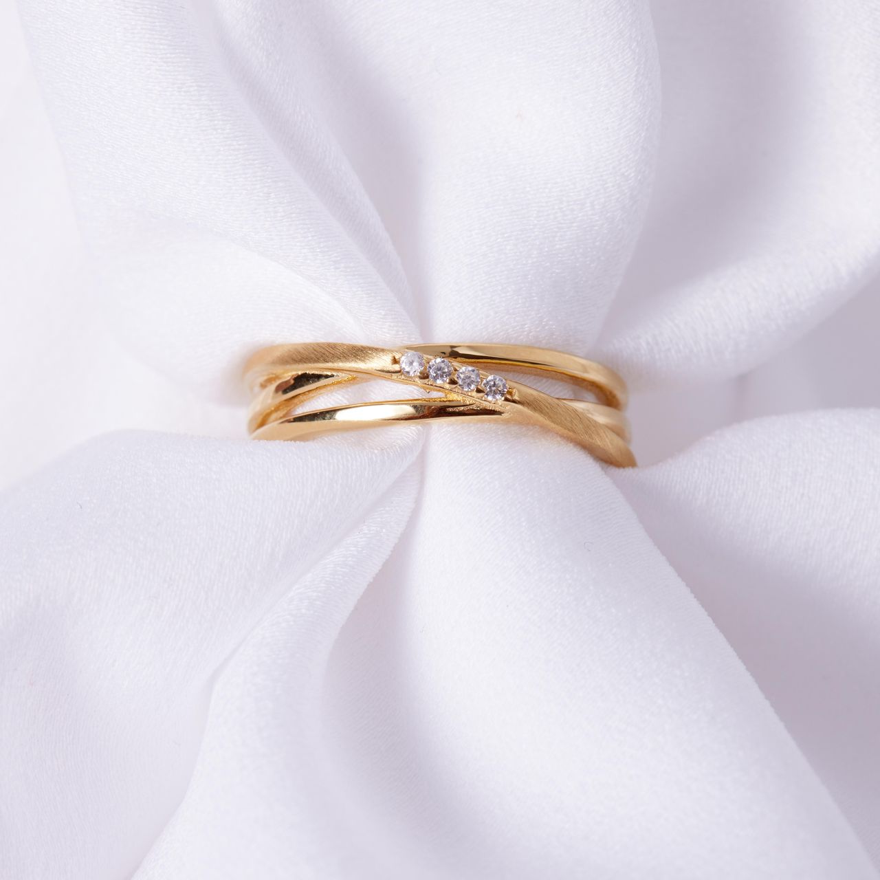 Zilveren goldplated ring met zirkonia voor dames