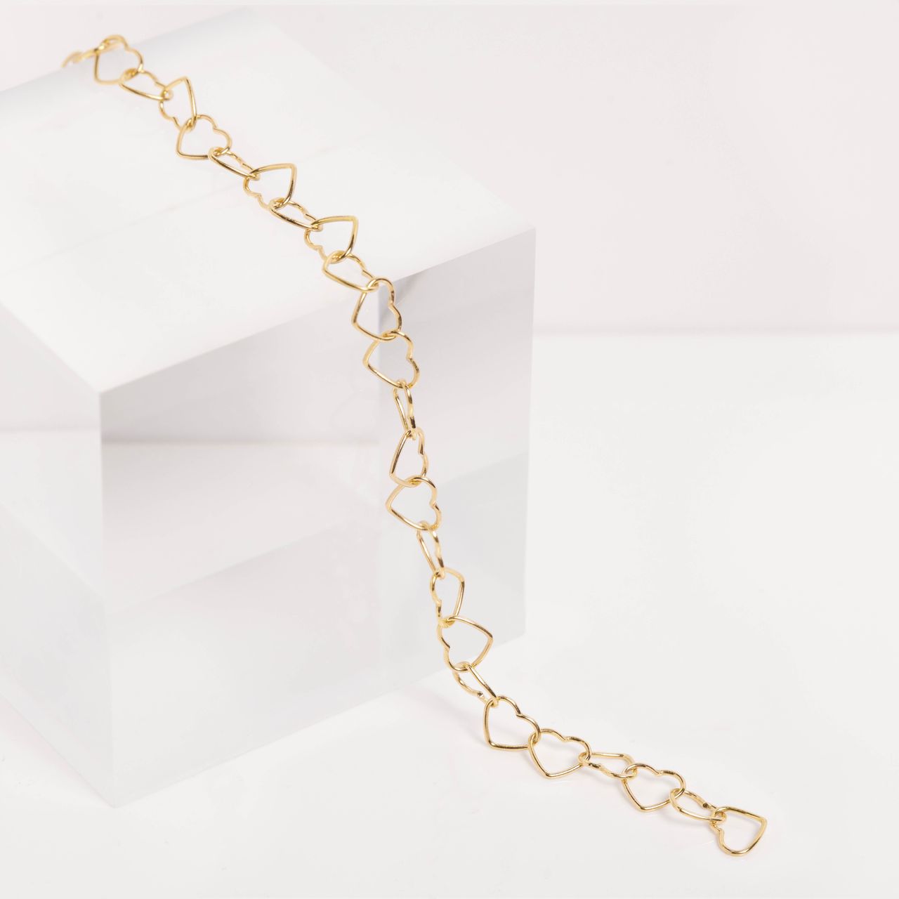 Armband, 925 Silber, vergoldet, Herzglieder