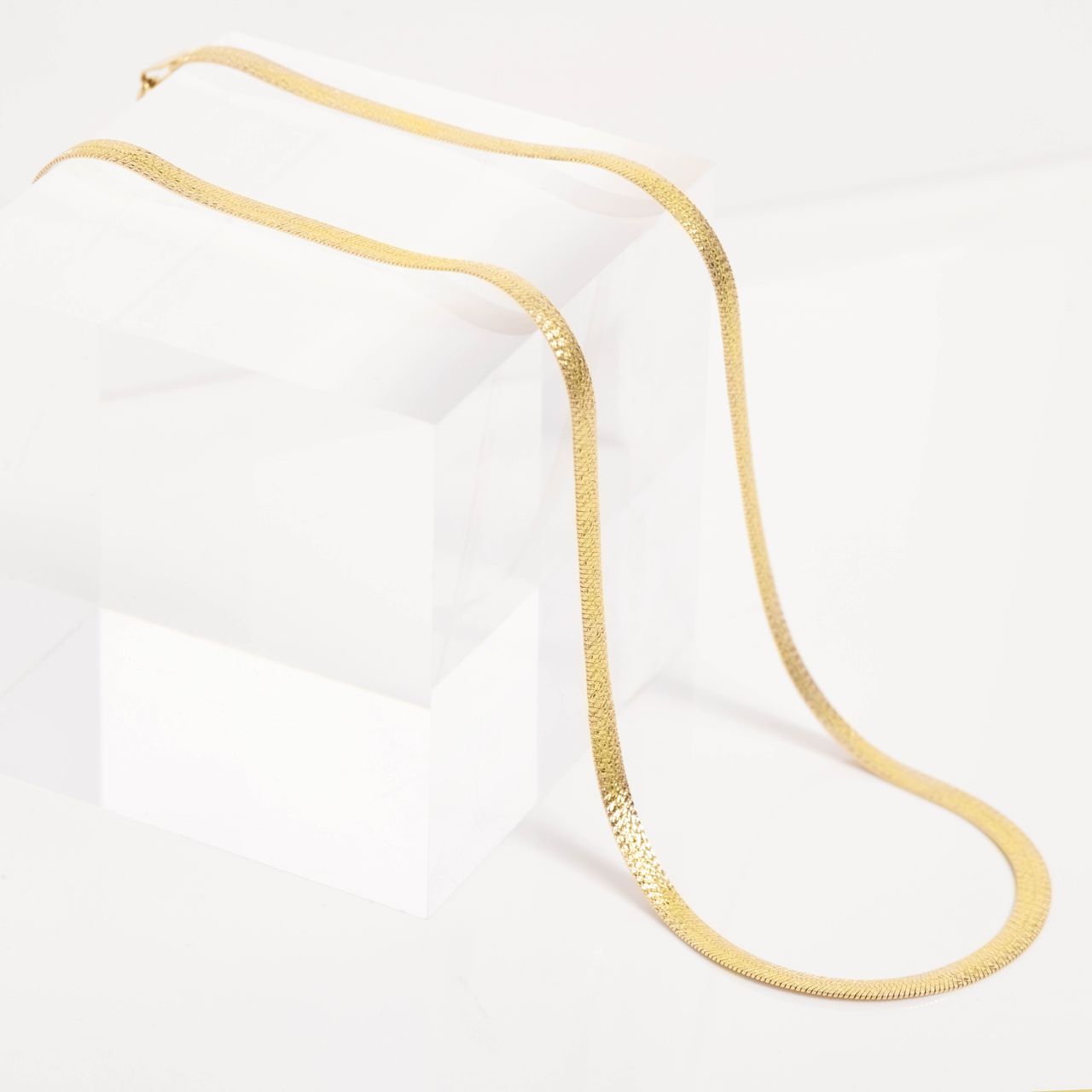 Gerecycleerd zilveren goldplated platte ketting bewerkt