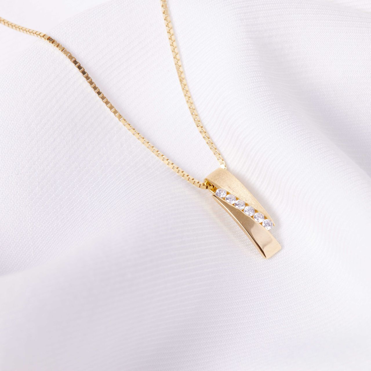 Zilveren goldplated ketting met hanger met zirkonia voor dames