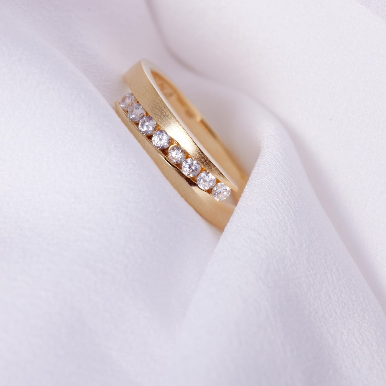 Ring, 925 Silber, vergoldet, matt/glänzend, mit Zirkonia