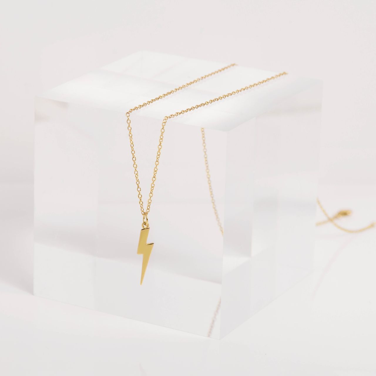Zilveren goldplated ketting met hanger bliksemschicht voor dames