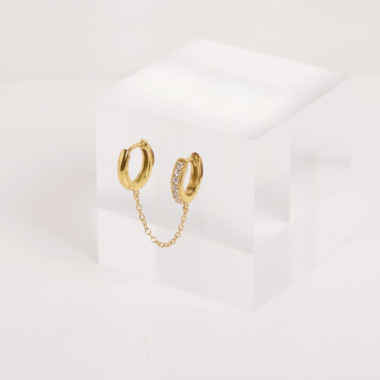 Zilveren goldplated oorringen met zirkonia voor dames