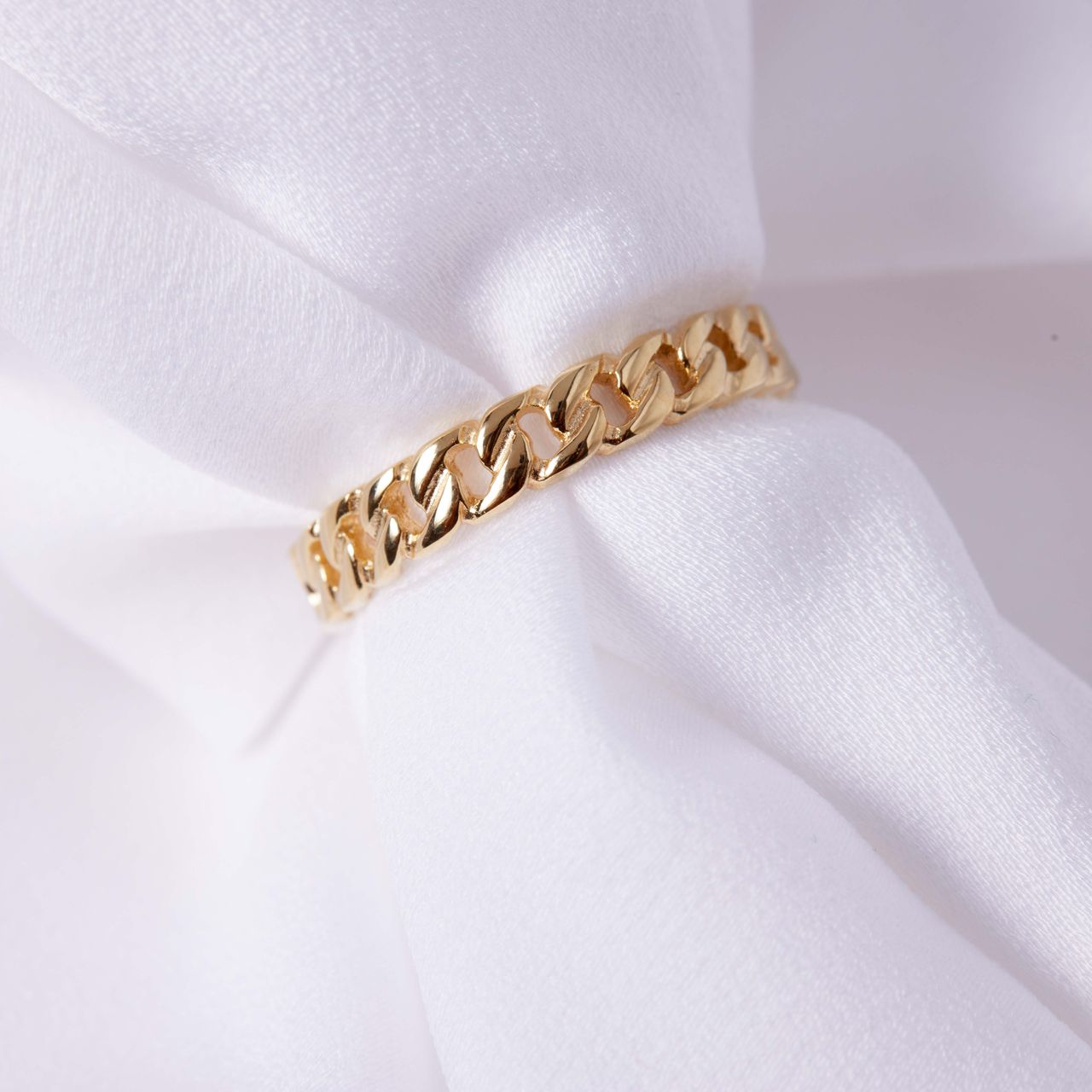 Zilveren goldplated ring gourmetschakel