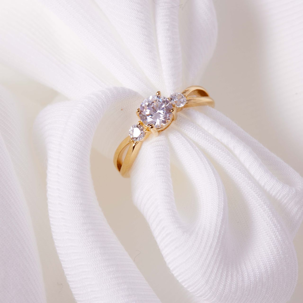 Ring, 925 Silber, vergoldet, mit Zirkonia