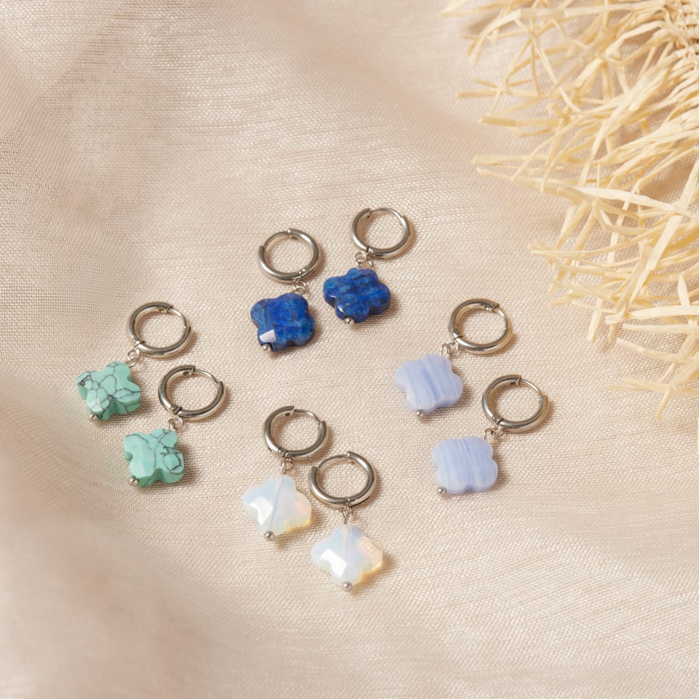 Stainless steel oorbellen met lapis lazuli