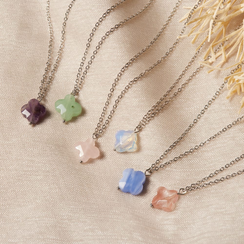 LuLu Jewels stalen ketting met rozenkwarts voor dames