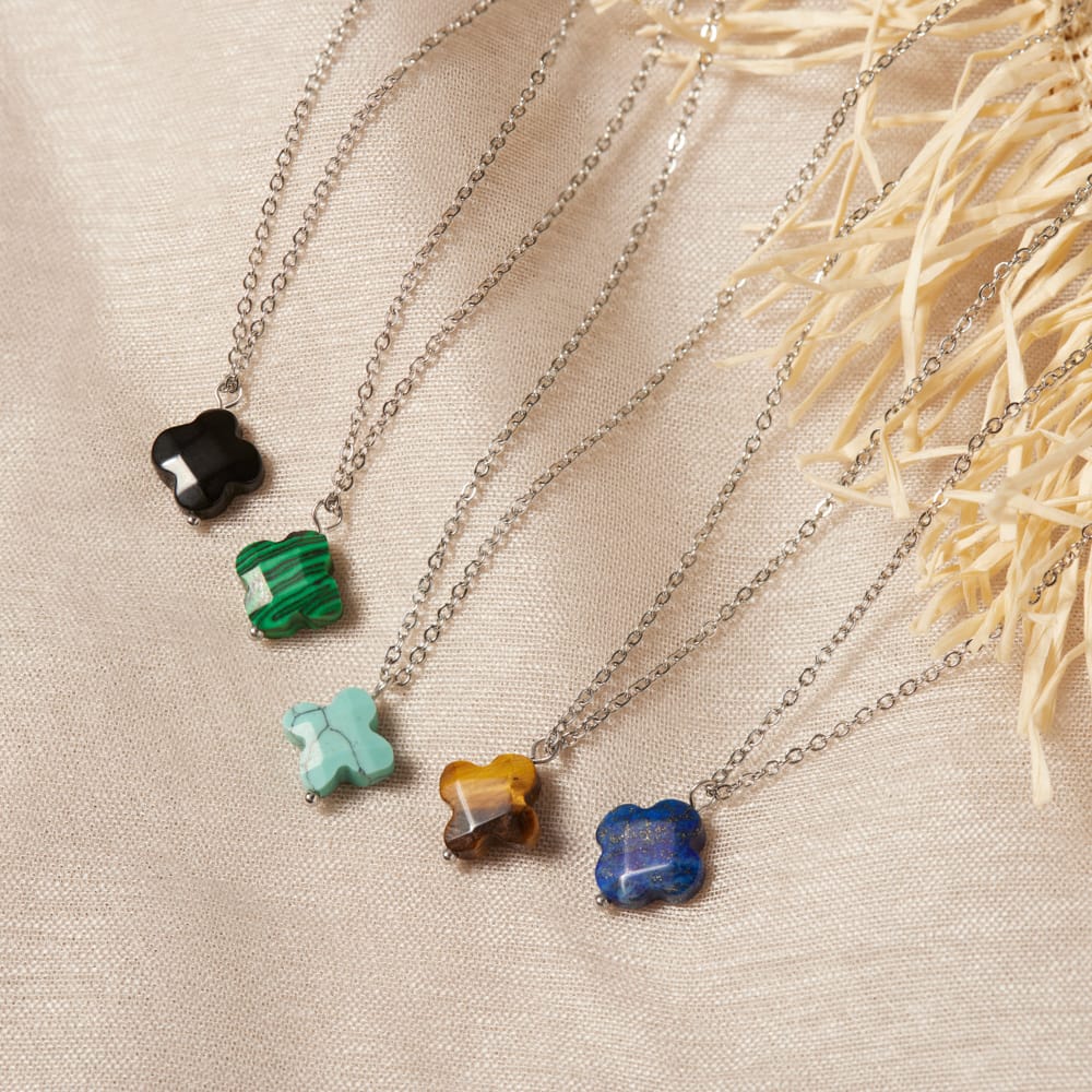 Stainless steel ketting met zwarte agaat