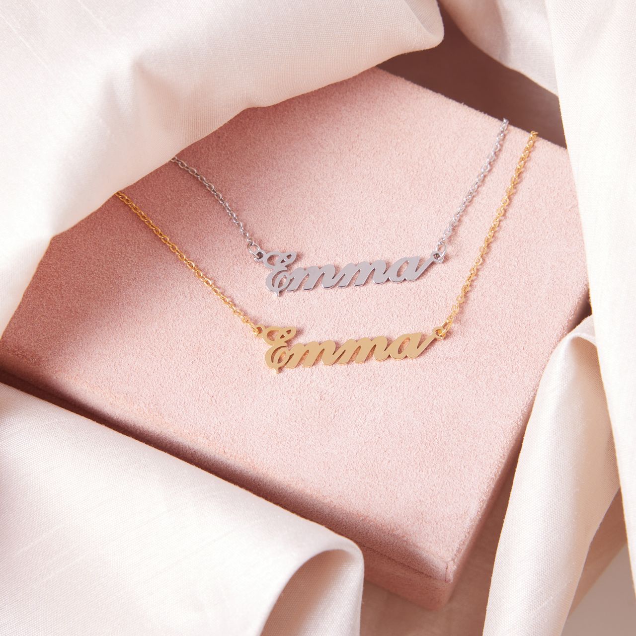 Stalen goldplated naamketting voor dames