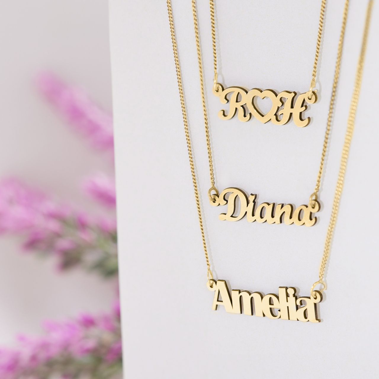 Gerecycled zilveren gold ketting letter<3letter
