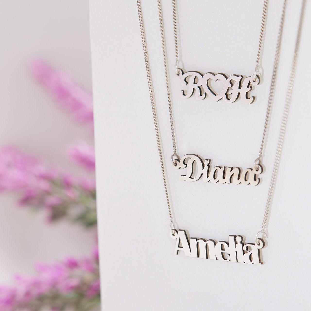 Gerecycled zilveren platinaplating naamketting