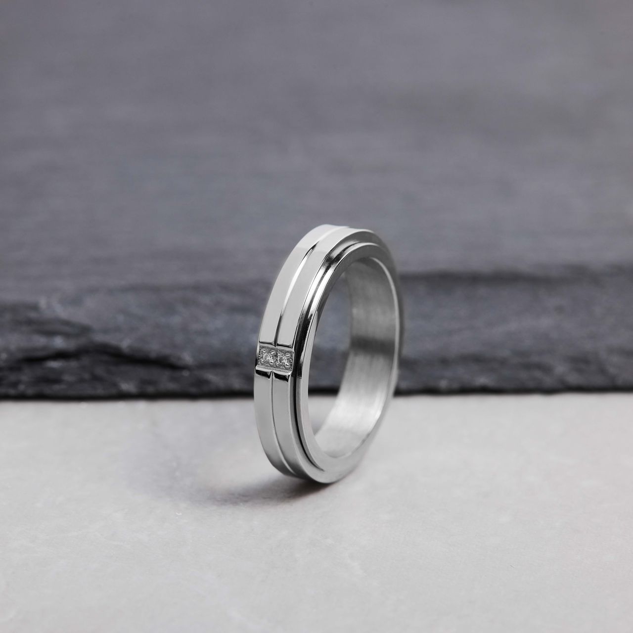 Gerecycleerd stainless steel anxiety ring