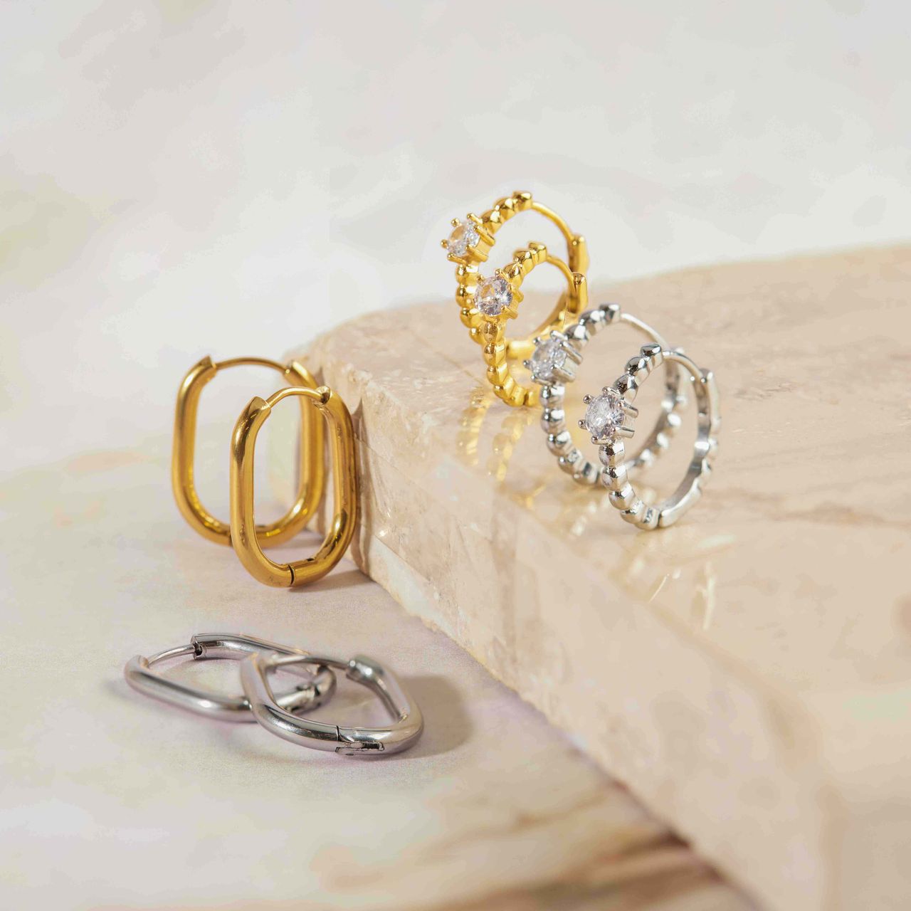 Stainless steel goldplated oorringen voor dames