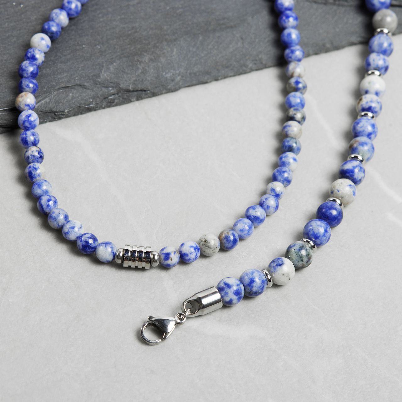 Stainless steel armband met sodaliet