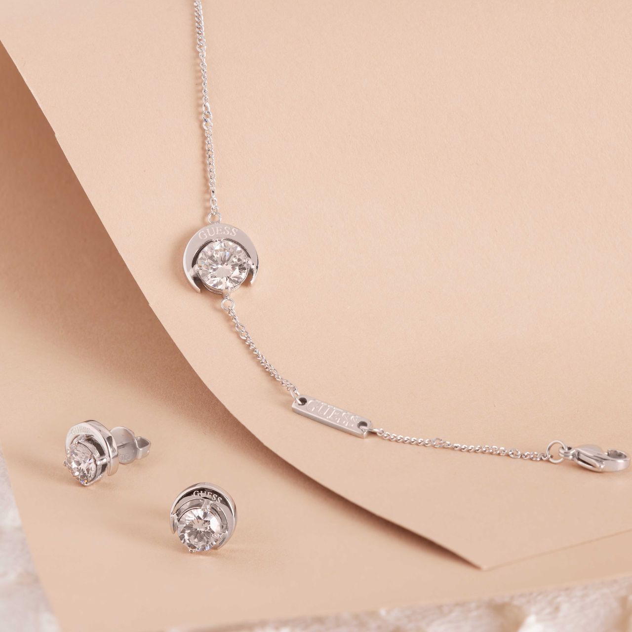 Guess stainless steel oorknoppen MOON PHASES