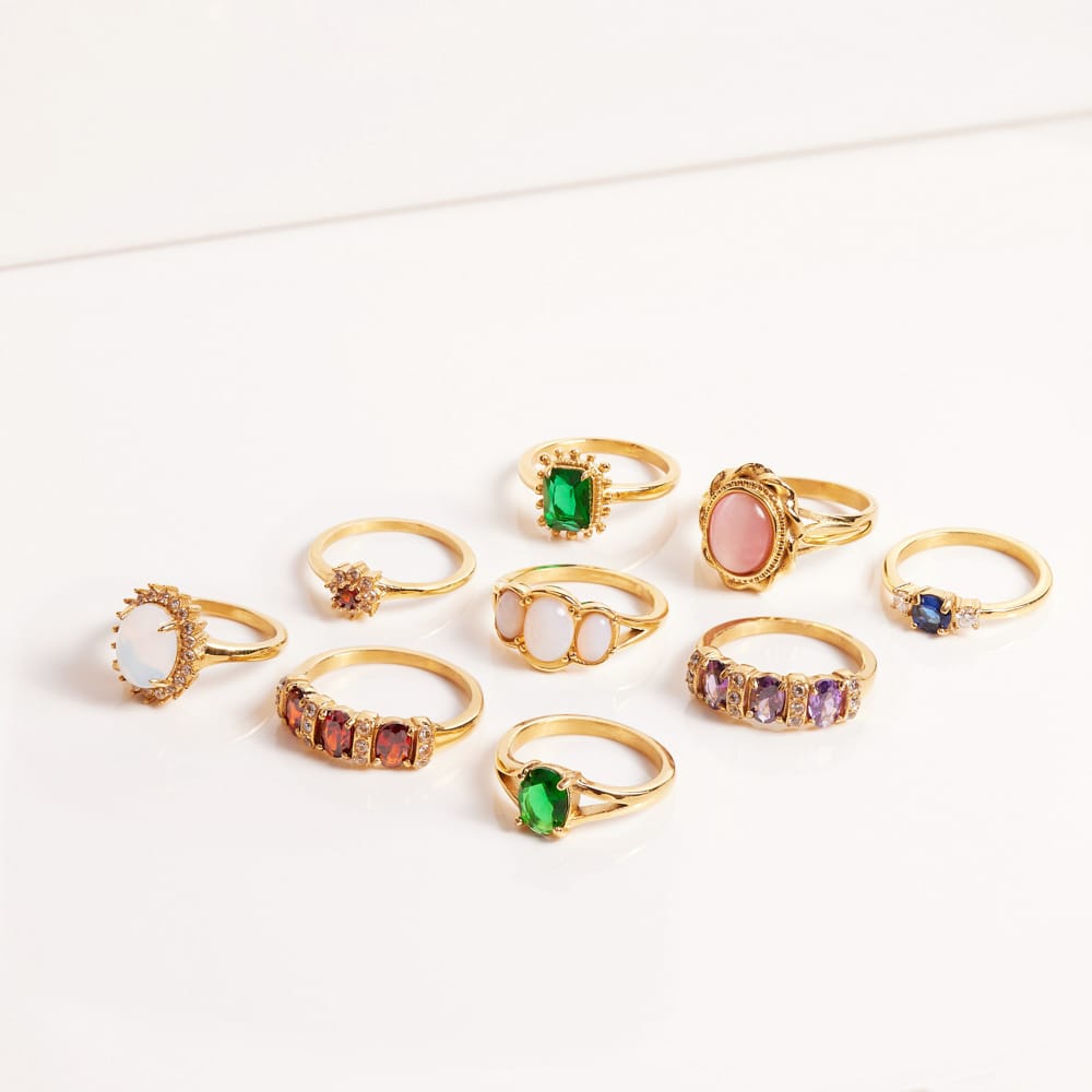 Stainless steel goldplated vintage ring opaal