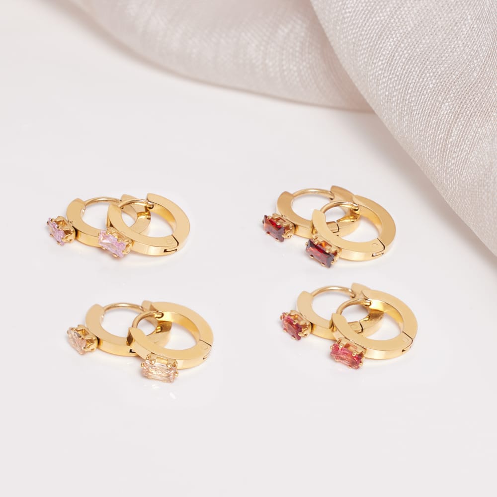 Stalen goldplated oorringen fuchsia