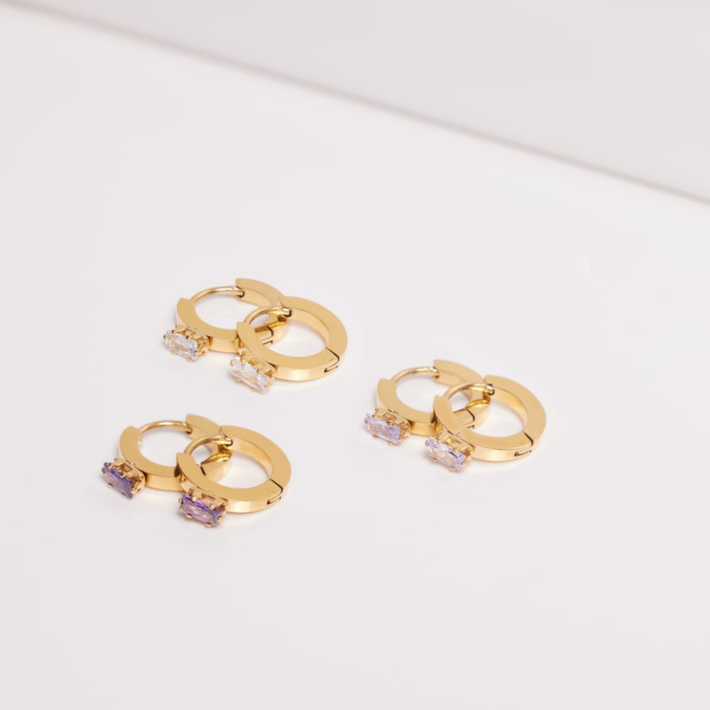 Stainless steel goldplated oorringen met zirkonia voor dames