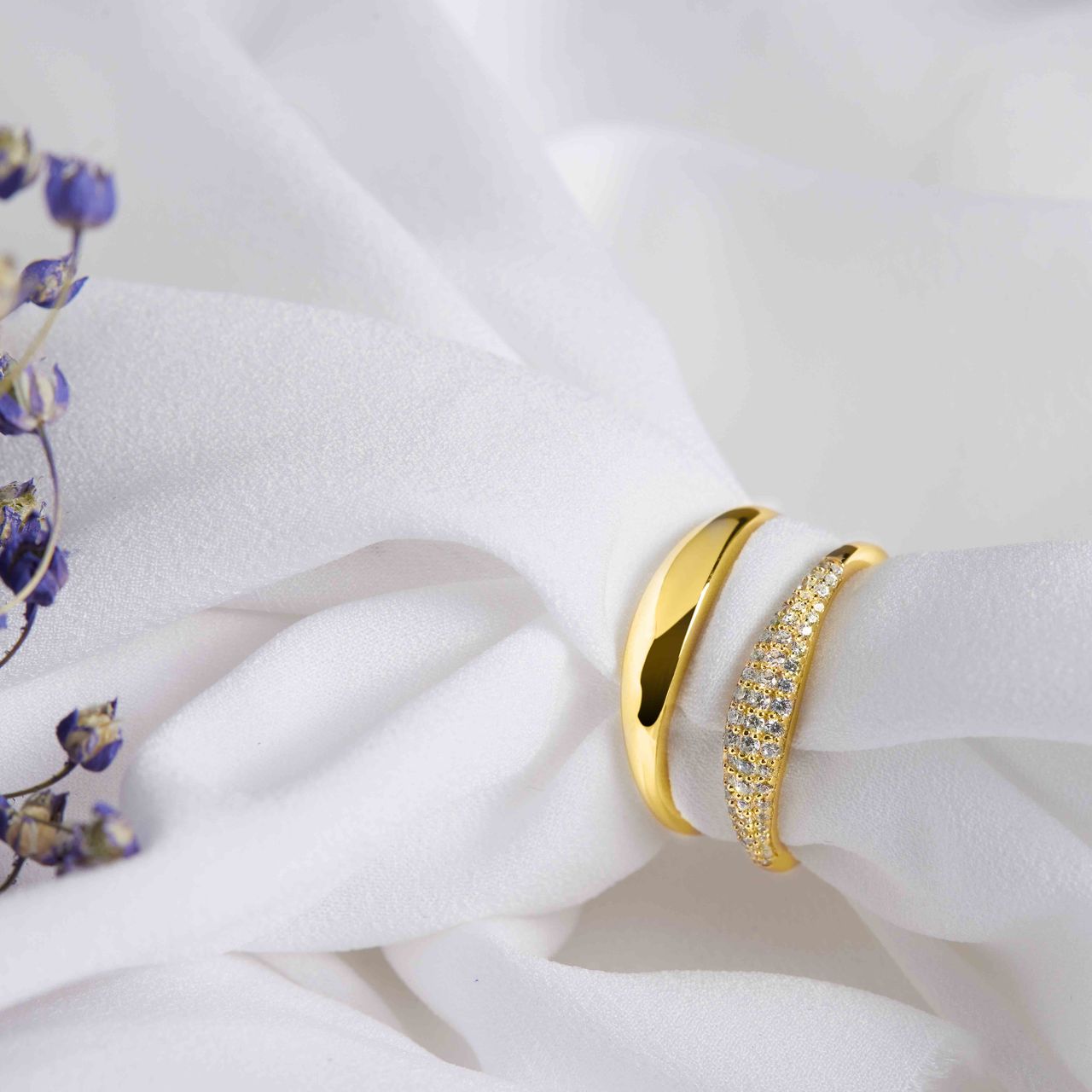 Zilveren goldplated ring voor dames
