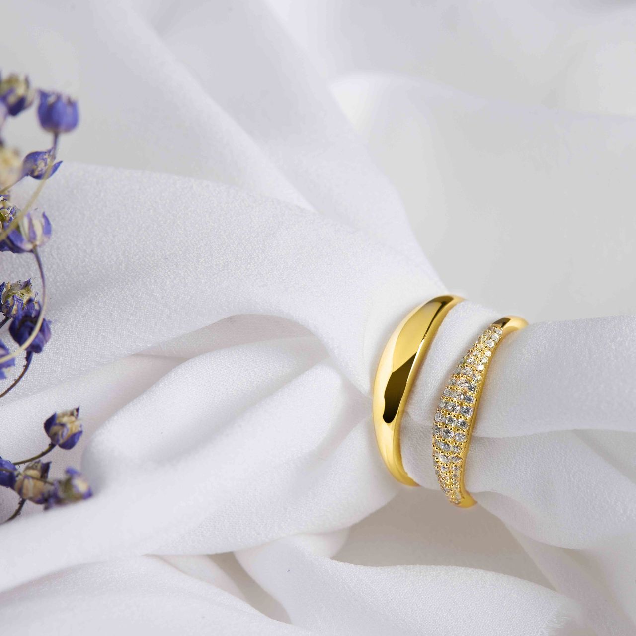 Zilveren goldplated ring met zirkonia voor dames