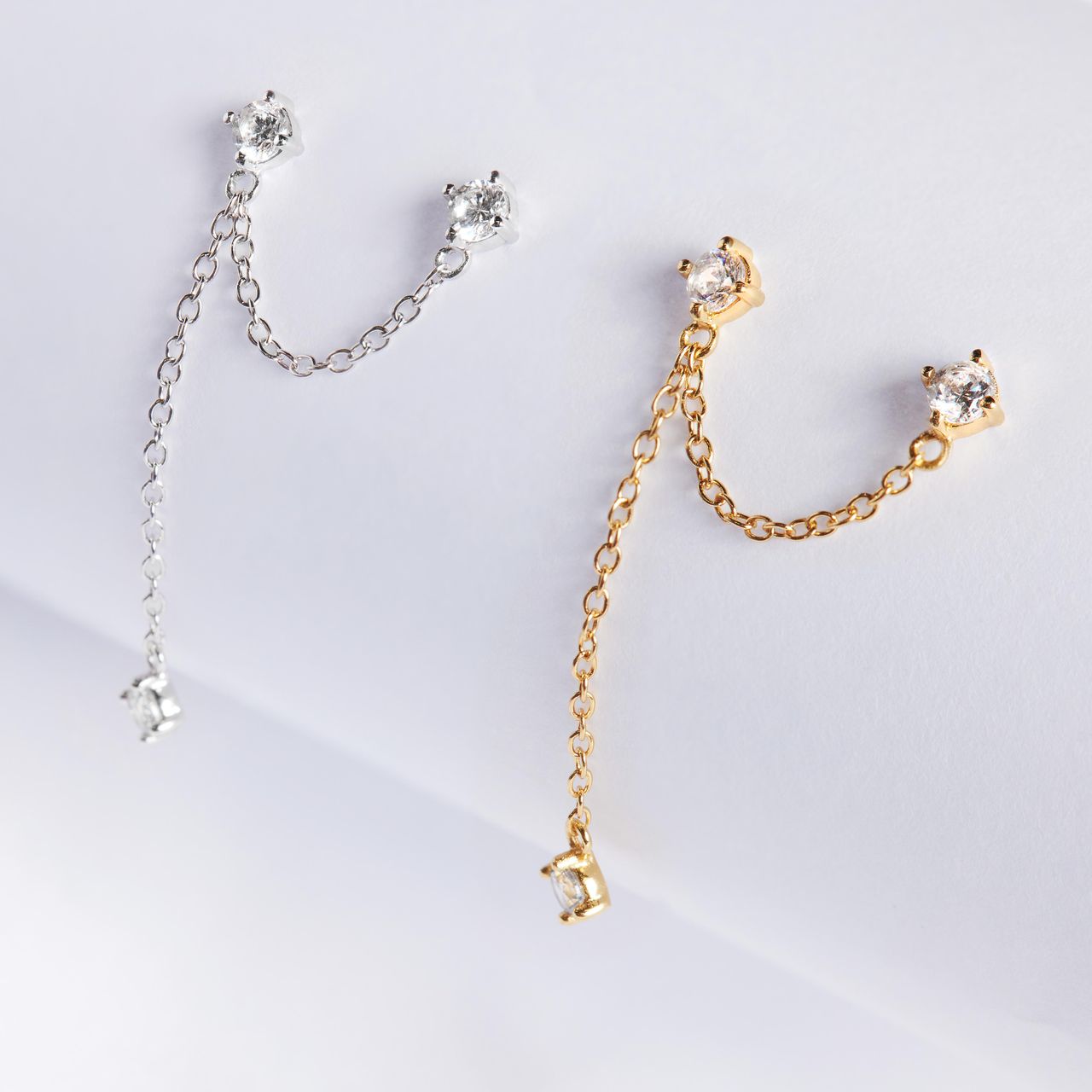 Zilveren goldplated oorknoppen zirkonia ketting voor dames