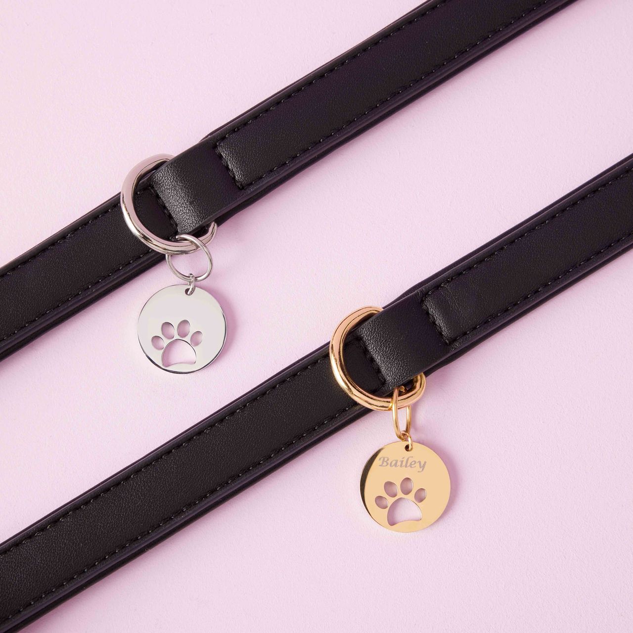 PU Leren halsband met stalen goldplated halsband hanger poot