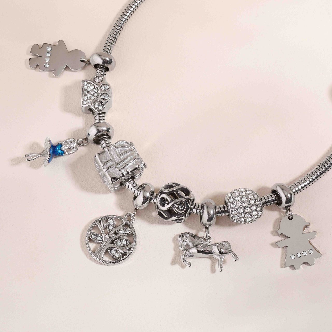 Charm aus Edelstahl Junge mit Zirkoniabesatz