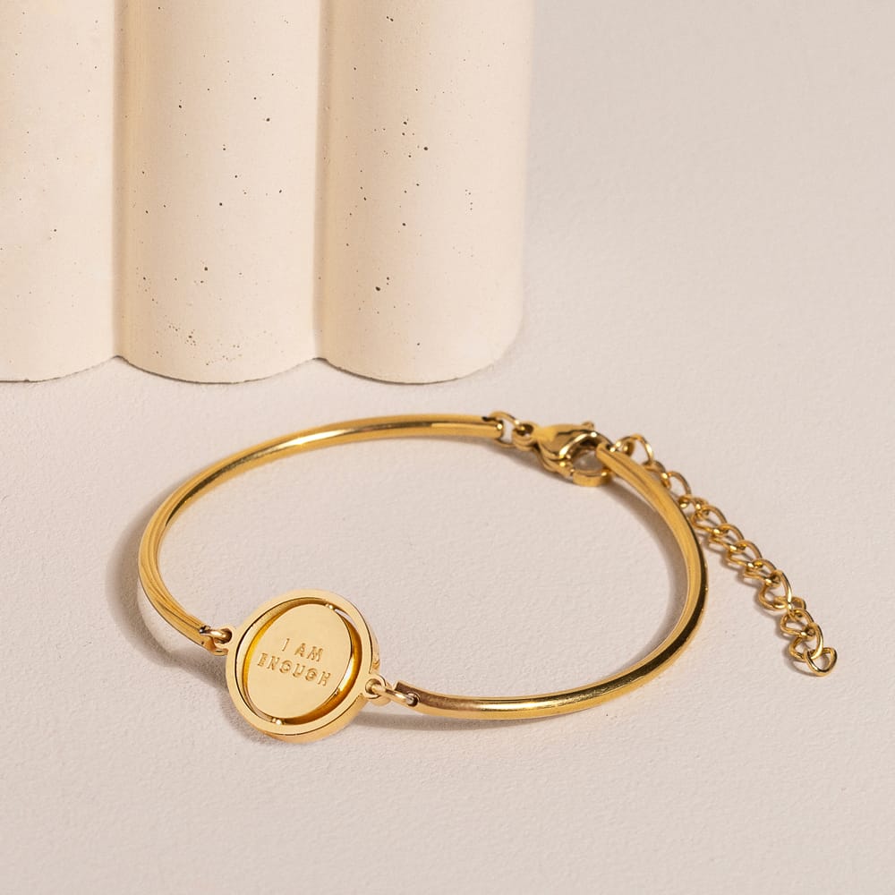 Stainless steel goldplated armband met I am enough
