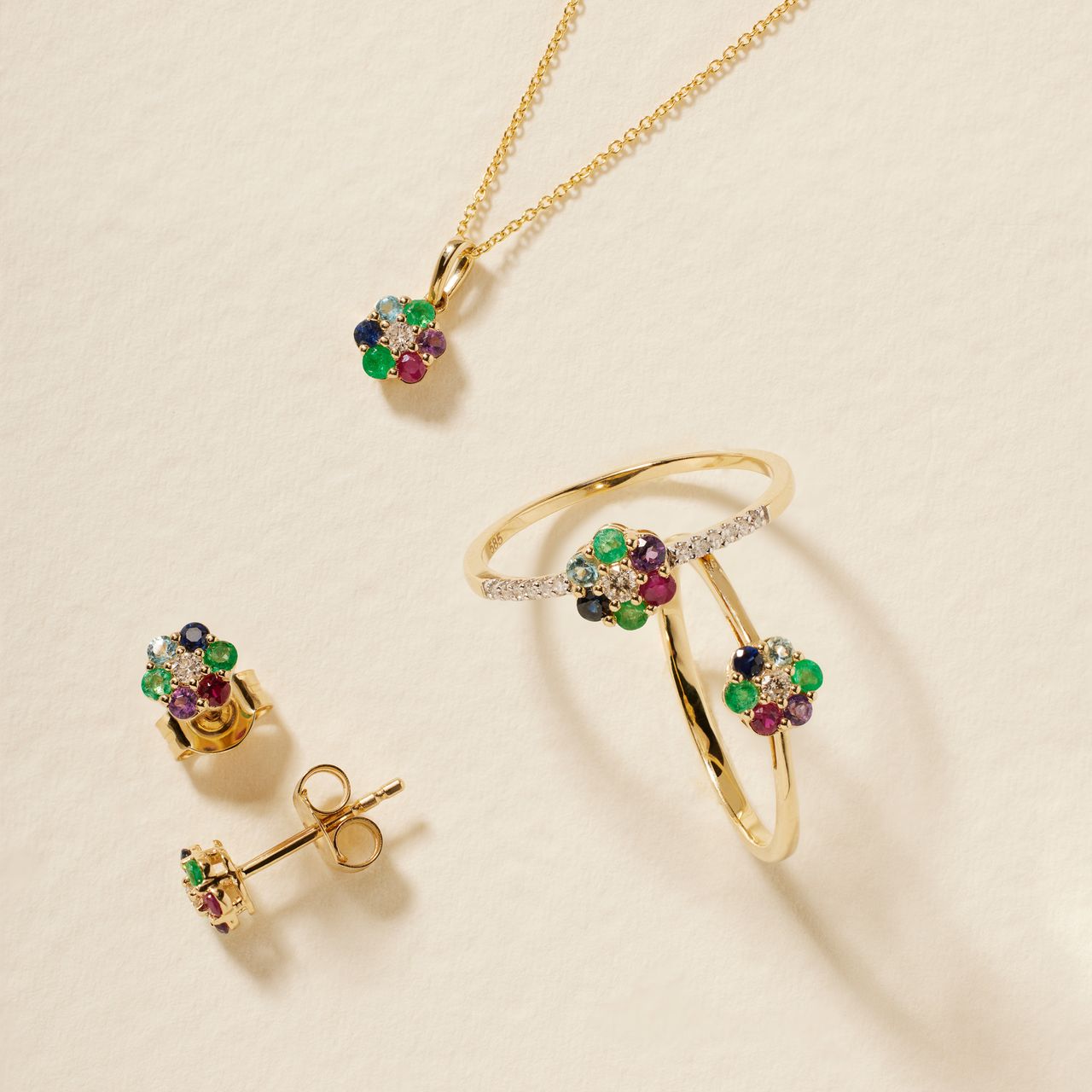 Diamond luxury 14 karaat gouden collier bloem diamant(0,025ct) voor dames