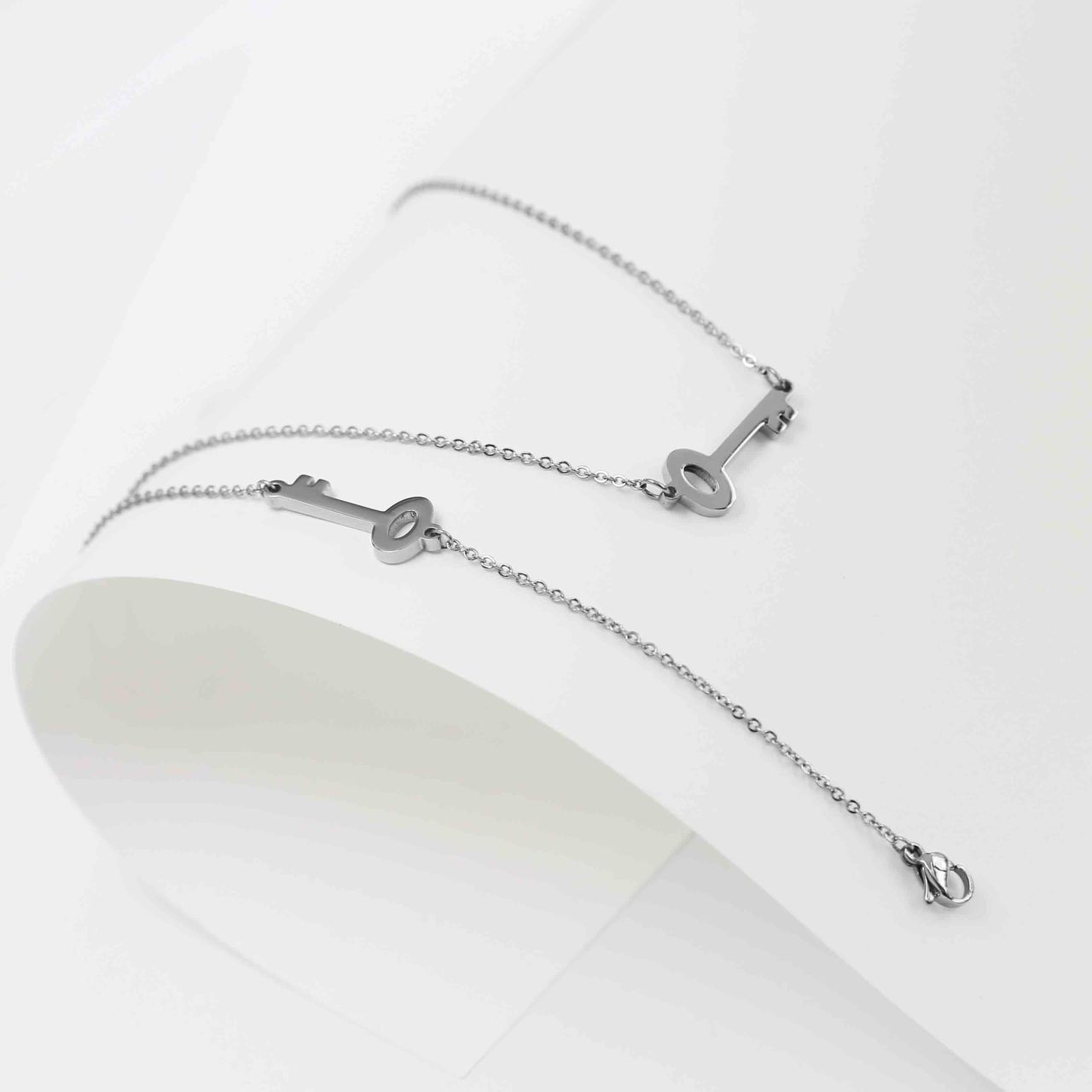 Gerecycled stainless steel ketting sleutel