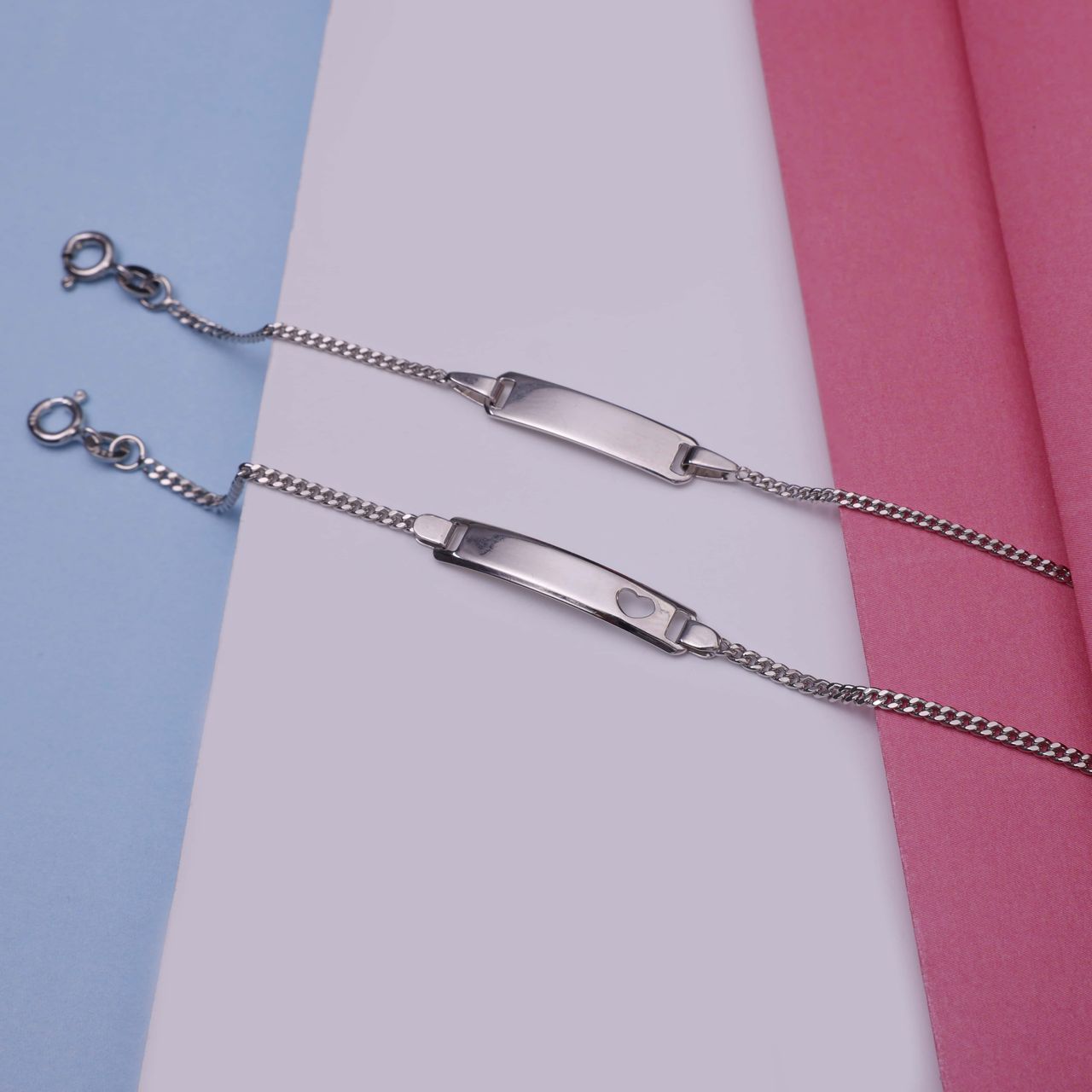Kinder-Plattenarmband, 925 Silber, mit Gourmetkettenglied