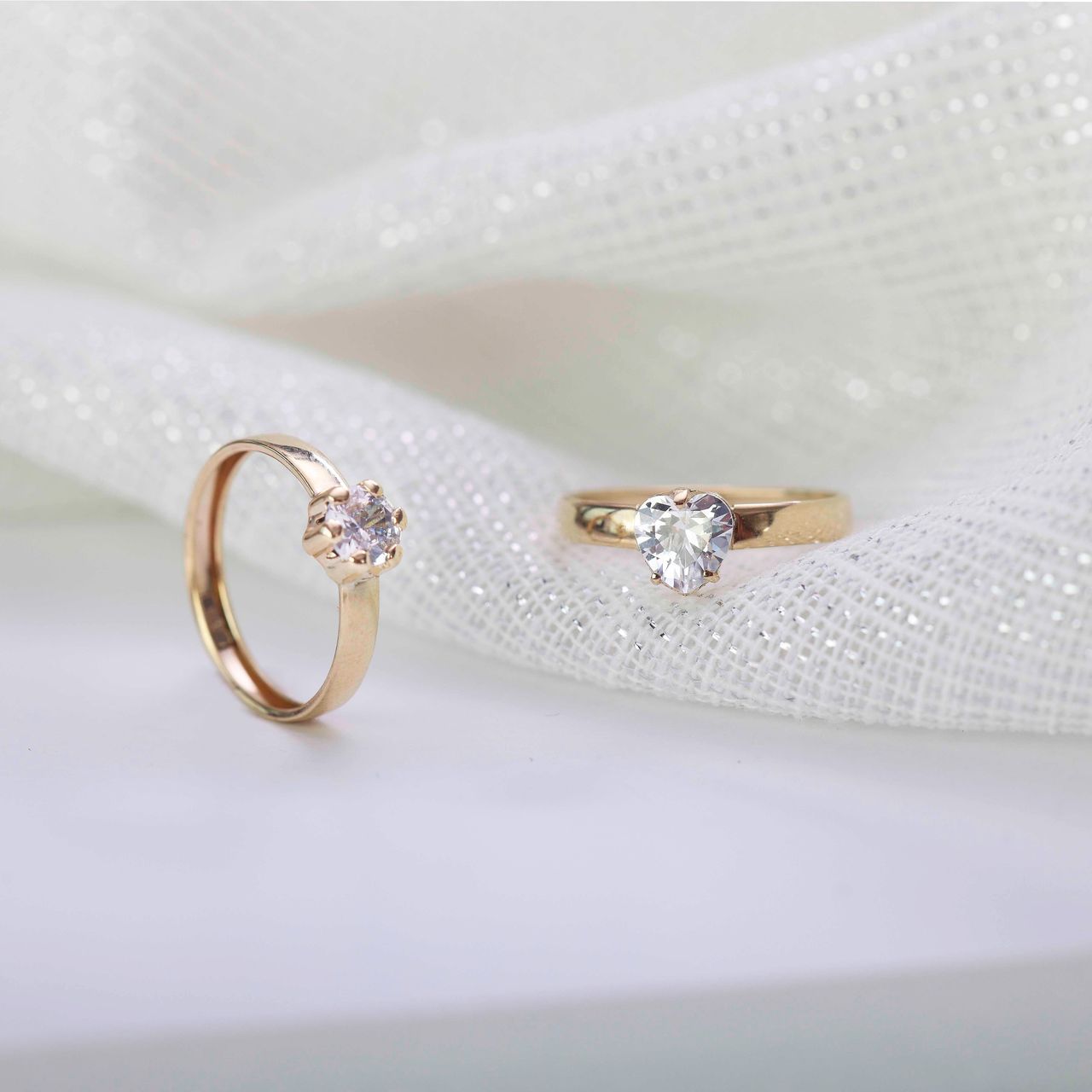 Damenring, 585 Gelbgold, Herzform, Zirkonia