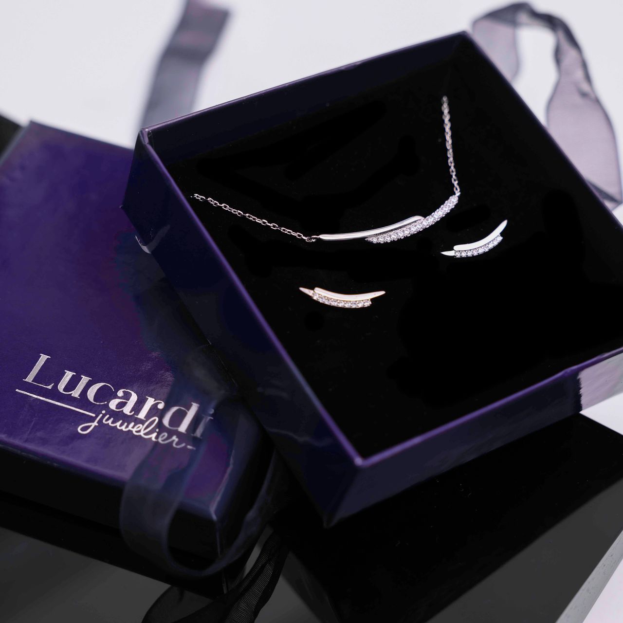 Set aus 925 Silber, glänzend, mit Zirkonia