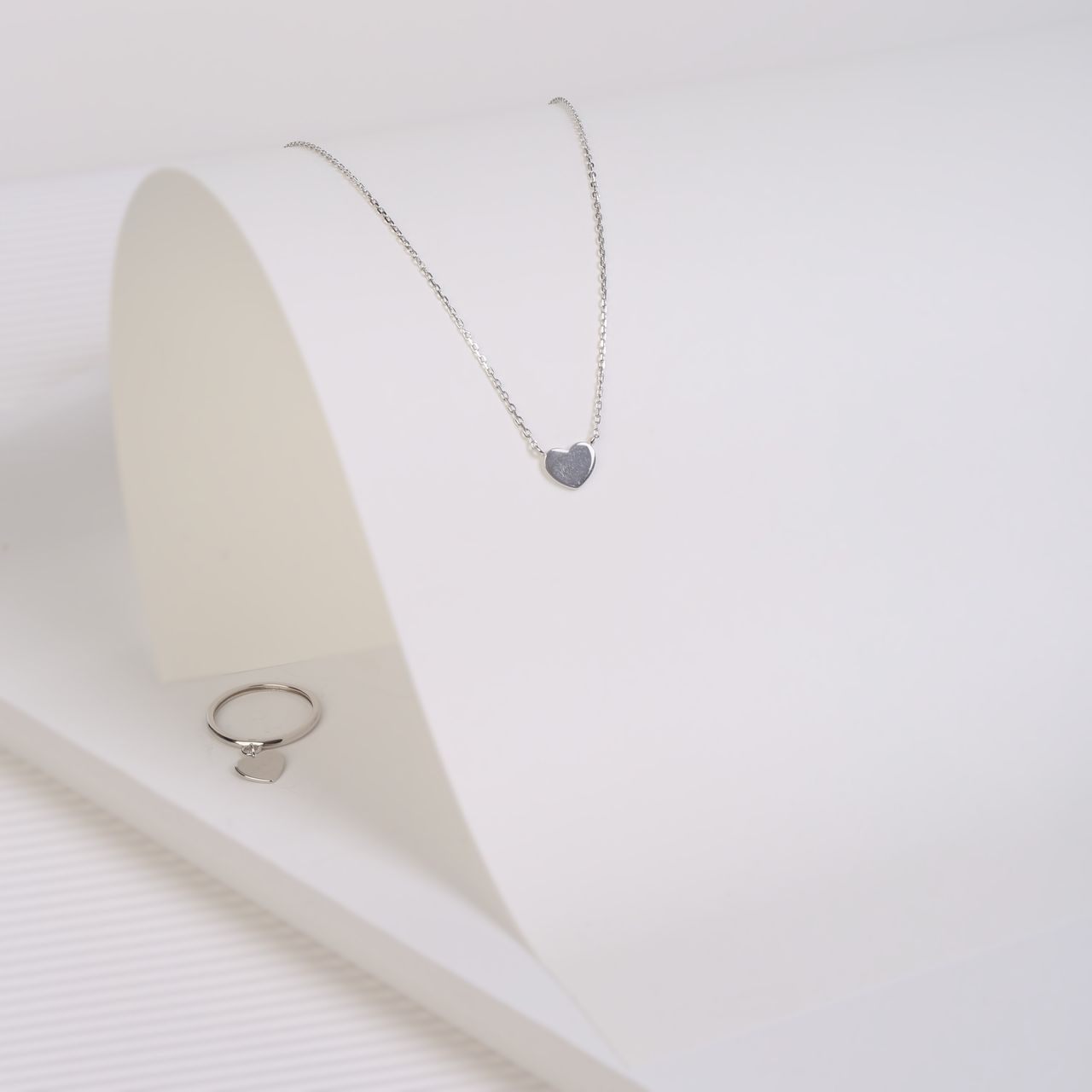Zilveren ketting&hanger hart