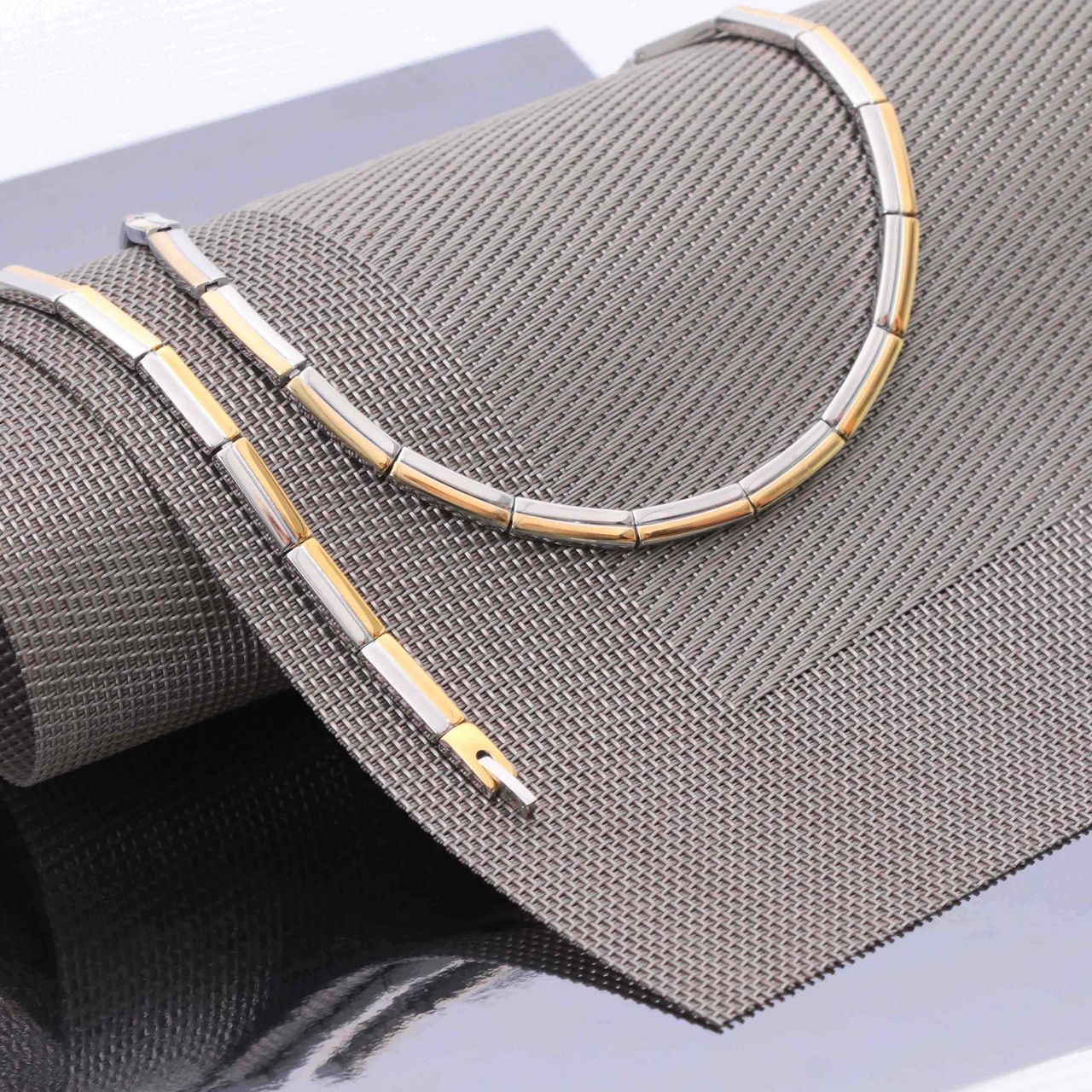 Stalen ketting staal/gold