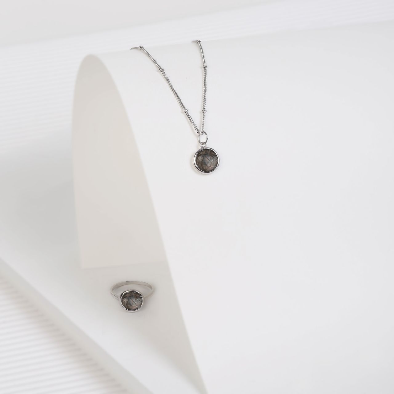 Zilveren ketting&hanger Gemstone labradorite